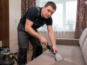 Специалисты по химчистке — специалист компании «Чистота без забот»